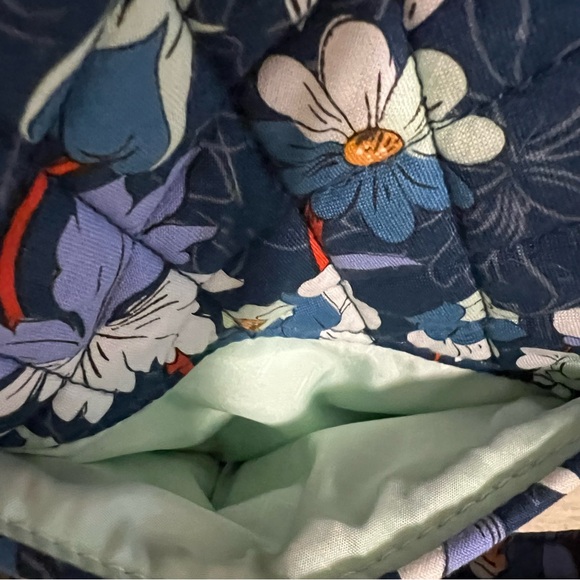 VERA BRADLEY Floral Bursts Small VERA TOTE Blue Purple Orange Zipper Shoulder - Picture 4 of 11